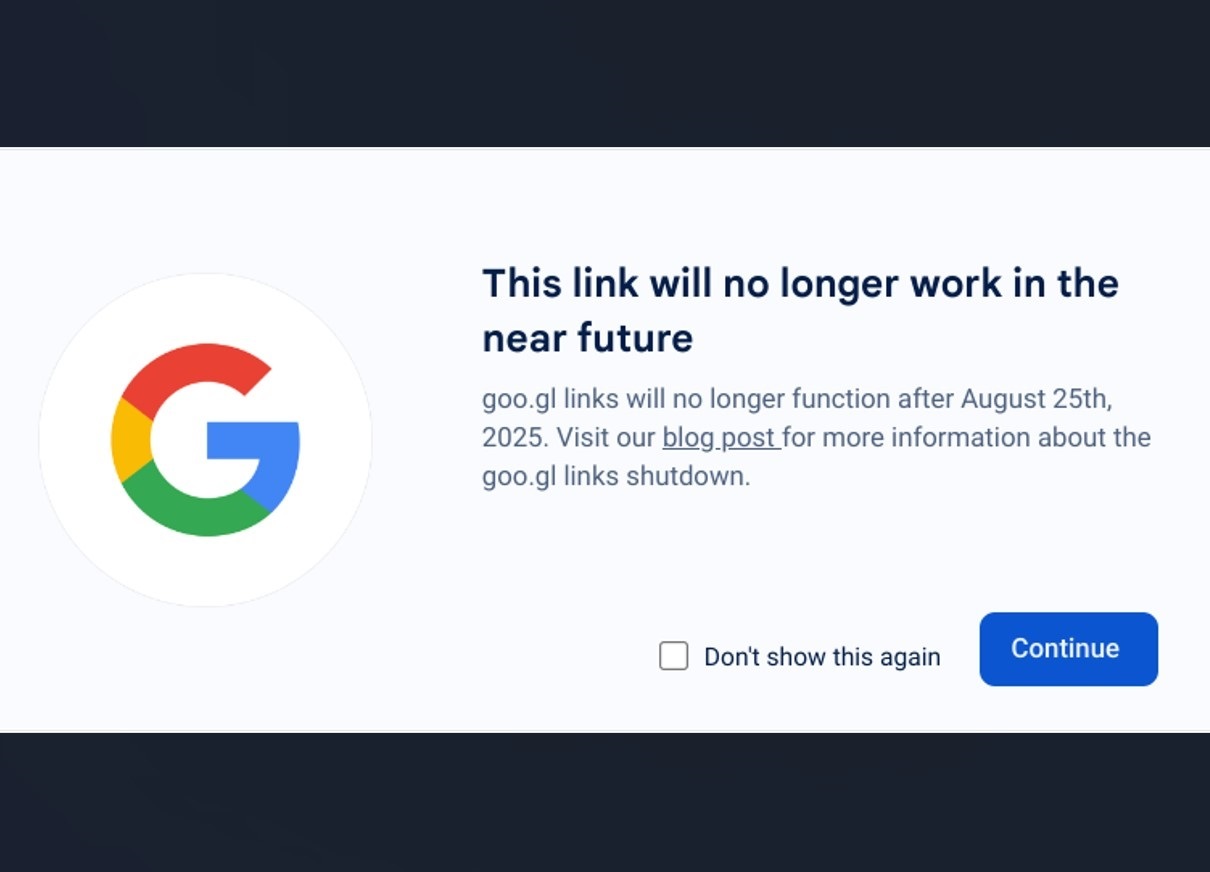 Los enlaces goo.gl de Google dejarán de funcionar a partir del 2025